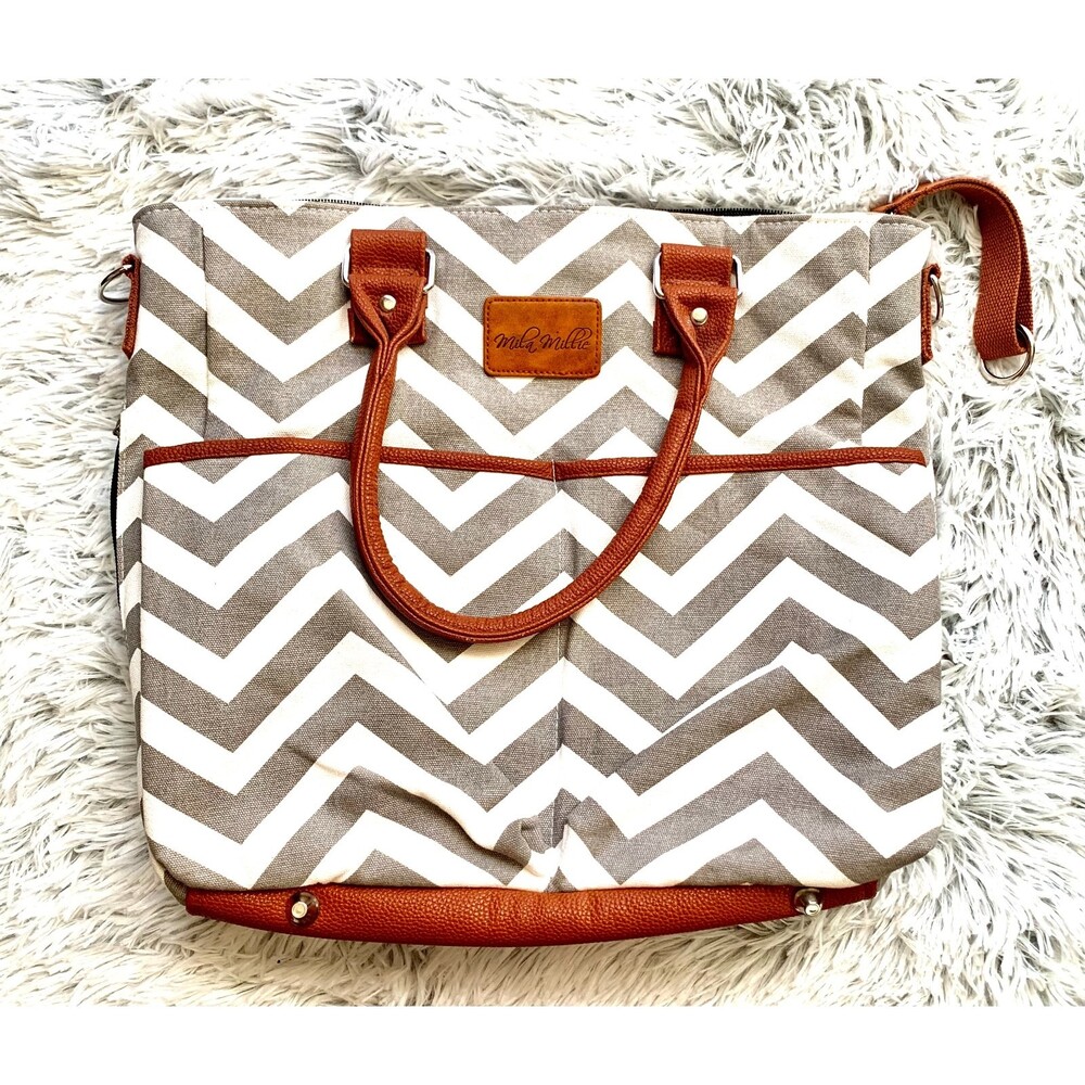 Mila Millie Grey & White Baby Diaper Bag